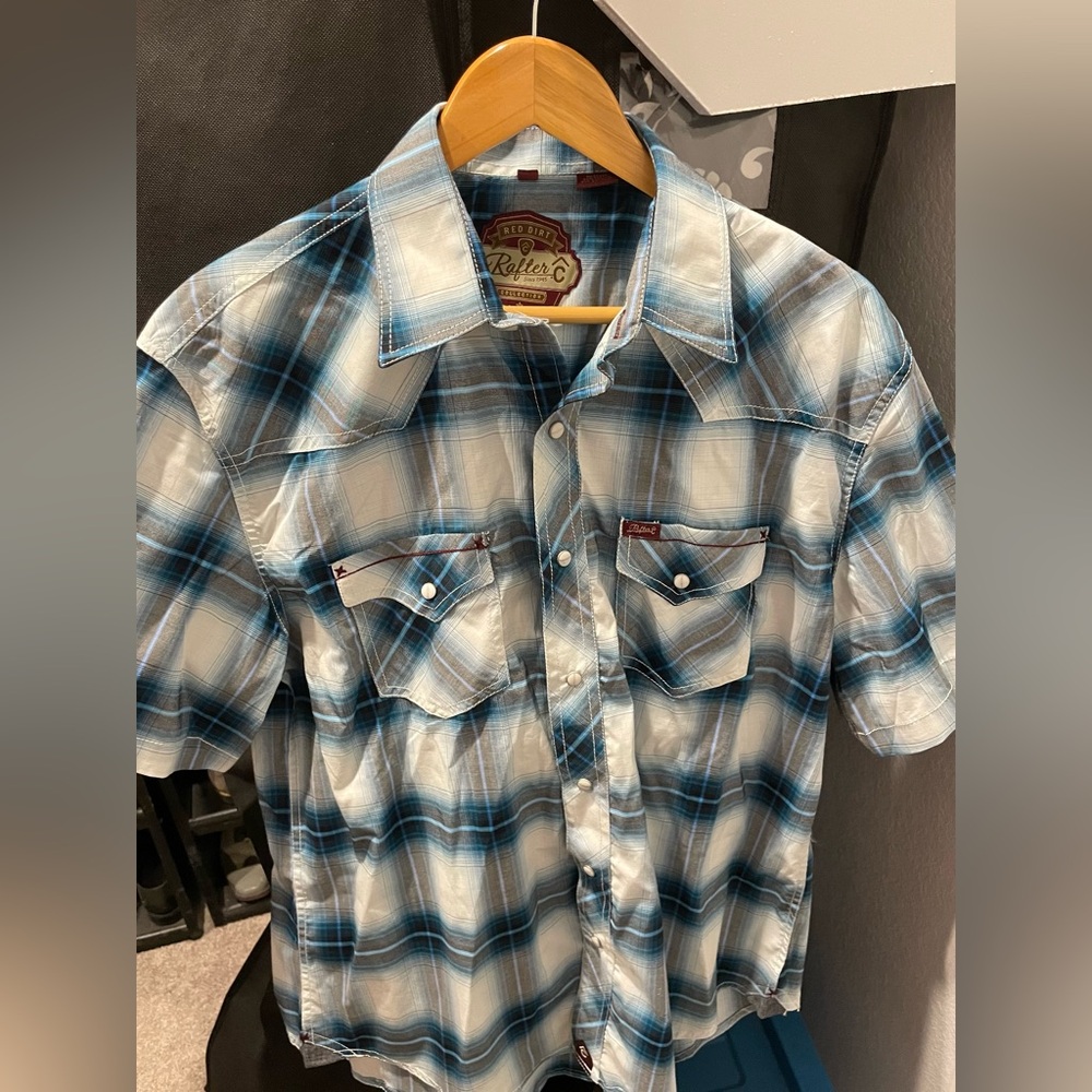 Blue Plaid Men's Casual Button Down Shirt